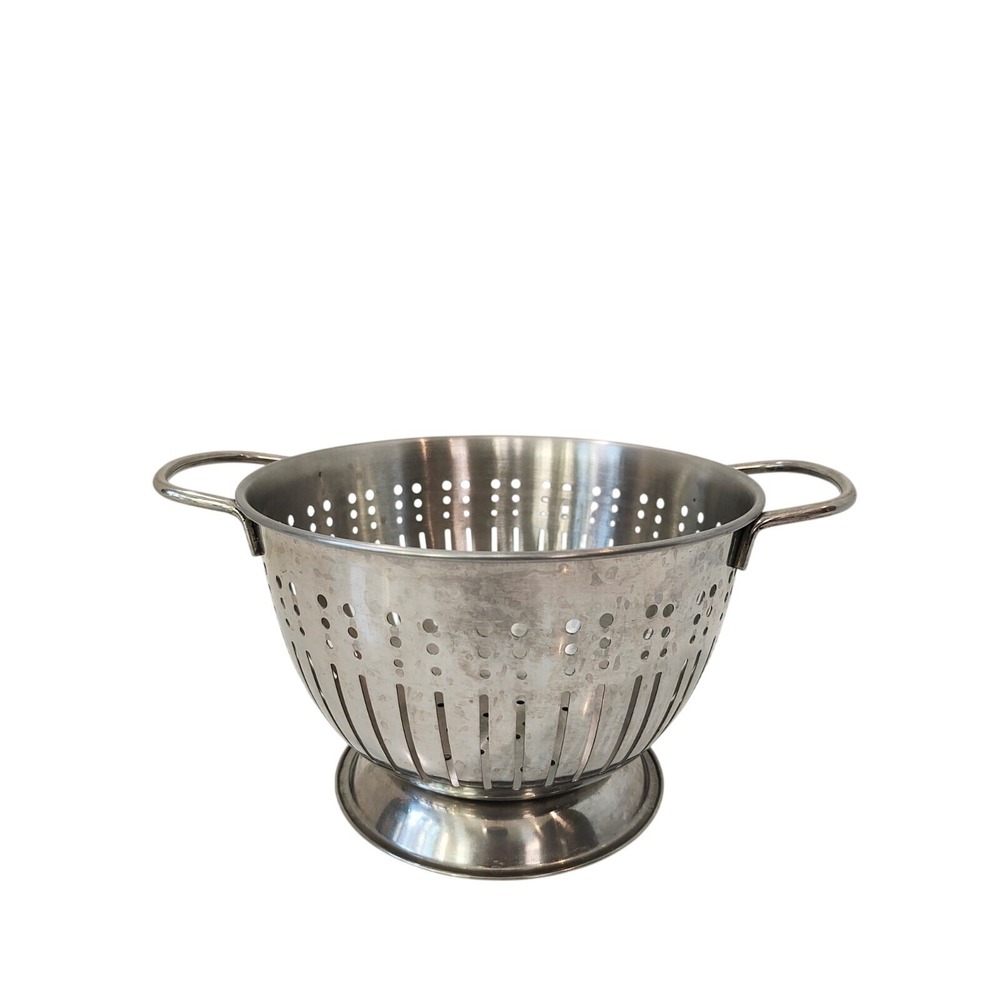 Wazir Chand And Co. Stainless Metal‎ Colander 8.25" Diameter Vintage